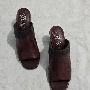 Brighton Reyna Whiskey Leather Slide Size 7N Women's  Mules